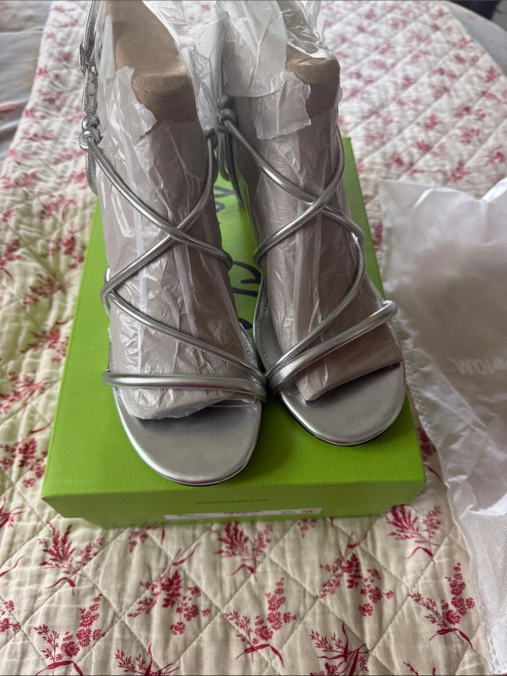 Sam Edelman Silver Metallic Strappy Heeled Sandals